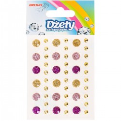 705490 DŻETY SAMOPRZYLEPNE - ZŁOTY/RÓŻ MIX Z BROKATEM 48 szt. BREWIS