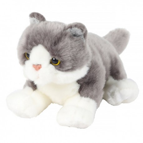 117802 BEPPE DUŻY PLUSZAK PLUSZOWY KOT LEŻĄCY SZARY 30 CM