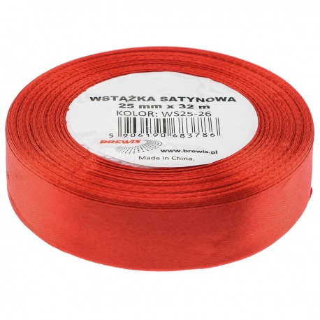 683786 WSTĄŻKA SATYNOWA CZERWONY 25x32 BREWIS