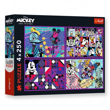 13308 TREFL PUZZLE 4x250 el. DISNEY, SERIA PRZYGÓD MYSZKI MIKI
