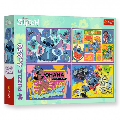 13311 TREFL PUZZLE 4x250 el. LILI&STITCH, NIEZWYKŁY STITCH