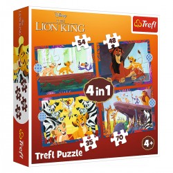 34653 TREFL PUZZLE 4w1 KRÓL LEW, ODWAŻNY KRÓL LEW