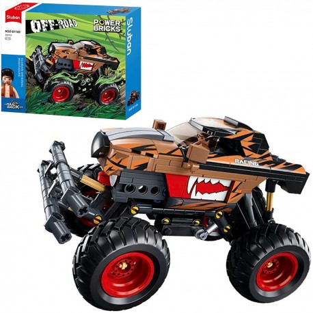 453910 KLOCKI SLUBAN POWERBRICKS MONSTER TRUCK POMARAŃCZOWY PULLBACK 269 el GAZELO (G198843)