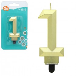 163018 GODAN URODZINY ŚWIECZKA DIAMENT CYFRA "1" ZŁOTY METALIK