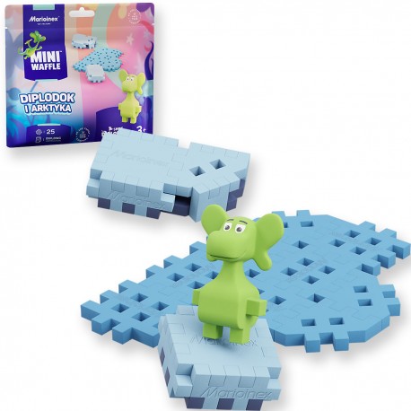 906149 KLOCKI MINI WAFFLE - DIPLODOK I ARTYKA 25 EL. SASZETKA MARIOINEX
