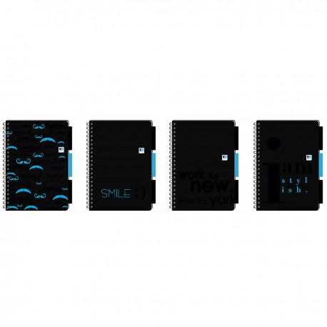 207432 KOŁOZESZYT W KRATKĘ B5 160 SMILE CZARNY MIX INTERDRUK