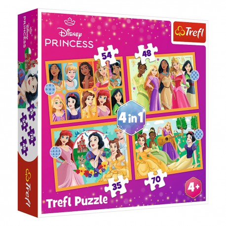 34651 TREFL PUZZLE 4w1 DISNEY, BAJKOWE HISTORIE, KSIĘŻNICZKI