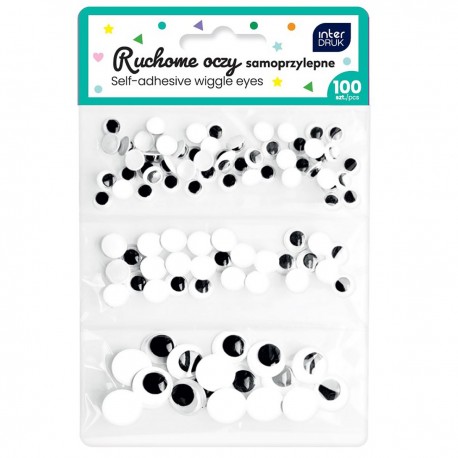 356888 NAKLEJKI RUCHOME OCZY OCZKA MIX ROZMIARÓW 100 szt. INTERDRUK