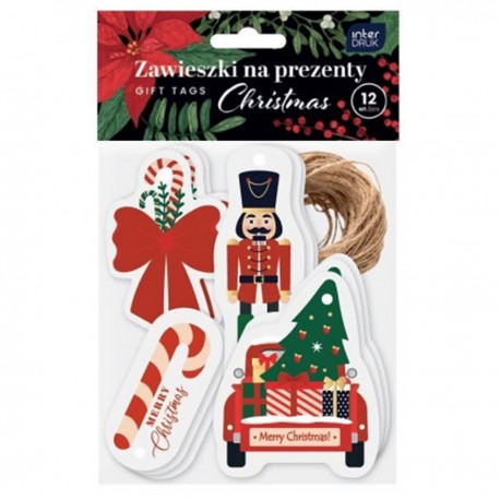 354259 ZAWIESZKI NA PREZENTY ŚWIĄTECZNE KSZTAŁTY CHRISTMAS 12 szt. INTERDRUK