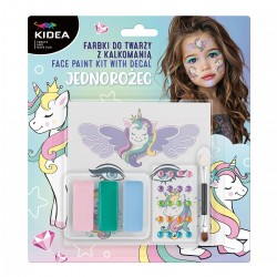 KIDEA 700385 FARBKI DO TWARZY Z DIAMENTAMI I KALKOMANIĄ UNICORN