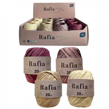 345547 RAFIA NA SZPULCE 20m SATIN GOLD 4 KOL. DISPLAY INTERDRUK