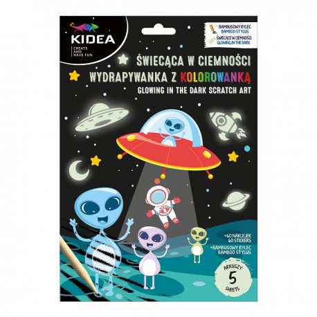 KIDEA 700163 WYDRAPYWANKA Z KOLOROWANKA ŚWIECĄCA W CIEMNOŚCI KOSMOS