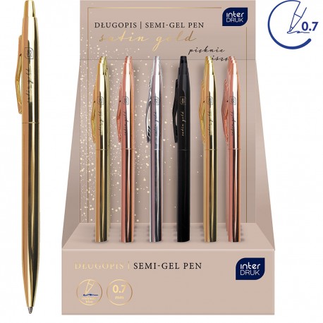 346834 DŁUGOPIS METALOWY SLIM SATIN GOLD 4 KOLORY INTERDRUK