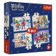 34657 TREFL PUZZLE 4w1 RODZINA TREFLIKÓW, U TREFLIKÓW PADA ŚNIEG 3+