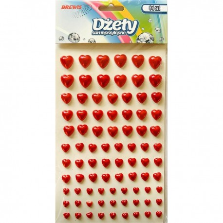 706770 DŻETY SAMOPRZYLEPNE - SERCA MIX KOLOR CZERWONY 84 szt. BREWIS