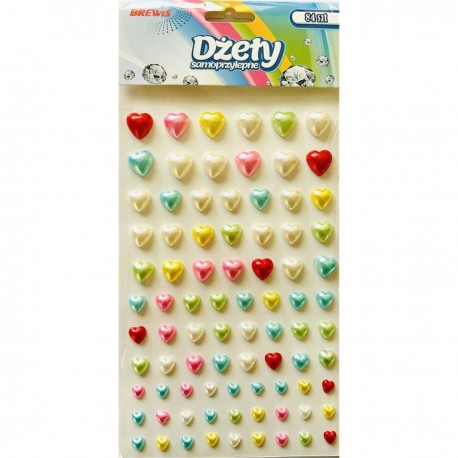 706763 DŻETY SAMOPRZYLEPNE - SERCA MIX KOLOROWY 84 szt. BREWIS