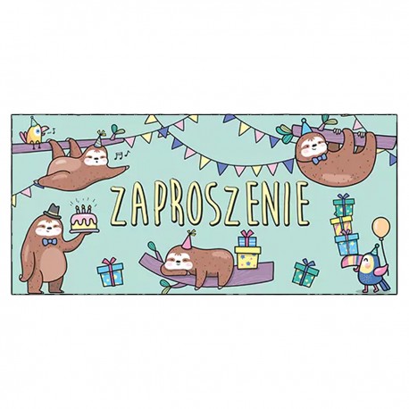 669870 ZAPROSZENIE LENIWCE 5 SZTUK + KOPERTY HENRY