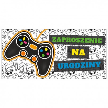 668583 ZAPROSZENIE NA URODZINY PAD KONSOLA 5 SZTUK + KOPERTY HENRY