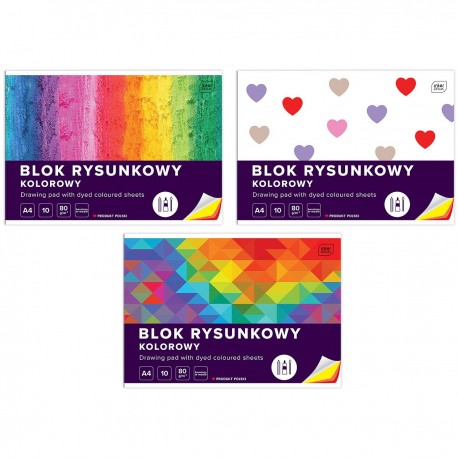 258304 BLOK RYSUNKOWY A4 KOLOROWY 10k 80G INTERDRUK