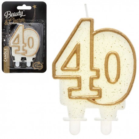 631170 GODAN URODZINY ŚWIECZKA CYFRA LICZBA "40" ZŁOTY KONTUR