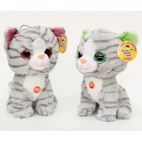 242059 DEEF PLUSZAK PLUSZOWY KOT KOTEK PRĘGOWANY SIEDZĄCY 2 KOLORY