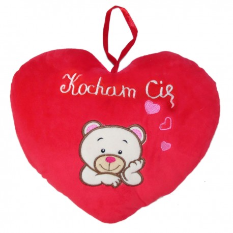 160782 SD PLUSZOWE SERCE MIŚ Z NAPISEM KOCHAM CIĘ 48 CM WALENTYNKA