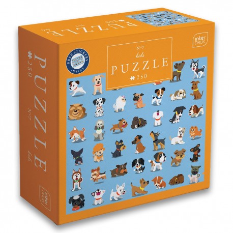 368980 INTERDRUK PUZZLE 250 EL. KIDS 7 DOGS POMARAŃCZOWY