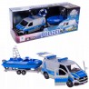 505403 ZESTAW VW TRANSPORTER POLICJA Z ŁODZIĄ NA LAWECIE GLOBE TRAFFIC HIPO
