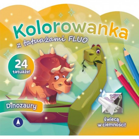 077643 SKRZAT KOLOROWANKA Z TATUAŻAMI FLUO - DINOZAURY