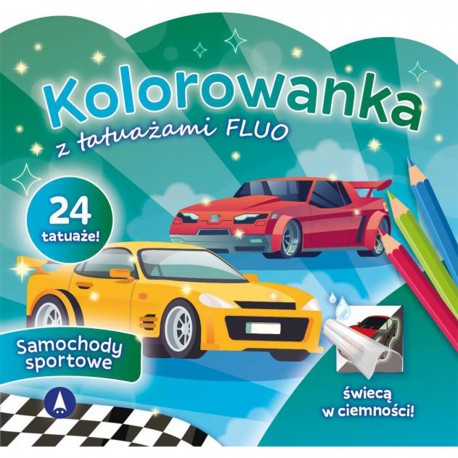 077612 SKRZAT KOLOROWANKA Z TATUAŻAMI FLUO - SAMOCHODY SPORTOWE