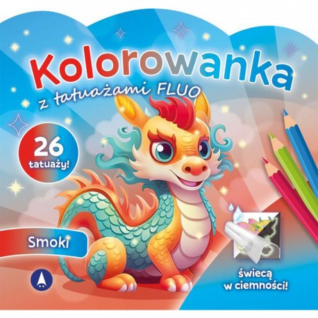 078886 SKRZAT KOLOROWANKA Z TATUAŻAMI FLUO - SMOKI