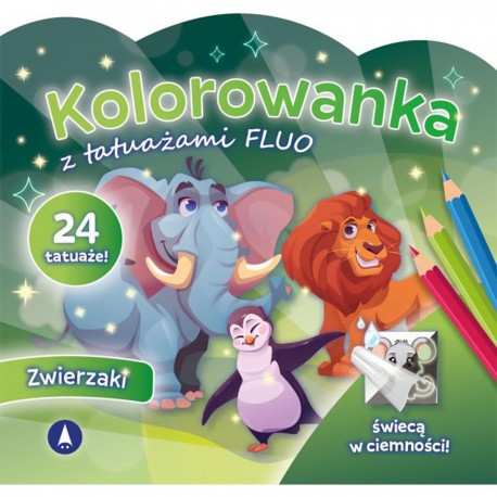 077629 SKRZAT KOLOROWANKA Z TATUAŻAMI FLUO - ZWIERZAKI