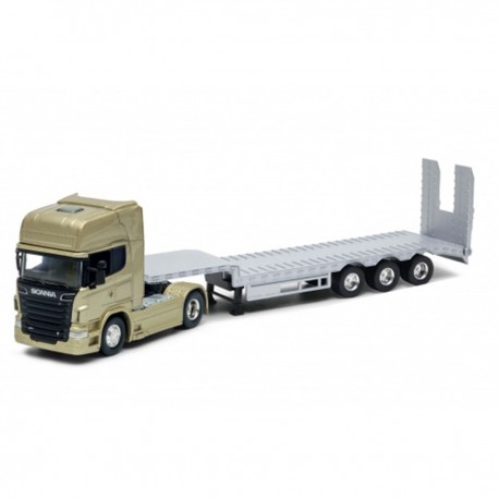 WELLY TRUCK SCANIA V8 R730 Z LAWETĄ 1:64 SREBRNY 581251