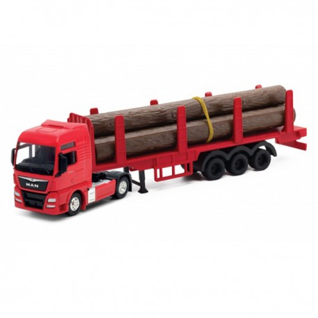 WELLY TRUCK MAN TGX Z DREWNEM 1:64 CZERWONY 580346