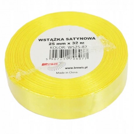 706077 WSTĄŻKA SATYNOWA ŻÓŁTY WIELKANOC 25x32 BREWIS