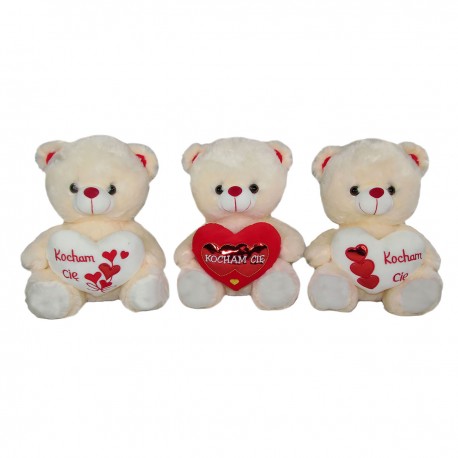 3170309 SD MAŁY MIŚ Z SERCEM Z NAPISEM KOCHAM CIĘ 25 CM WALENTYNKA