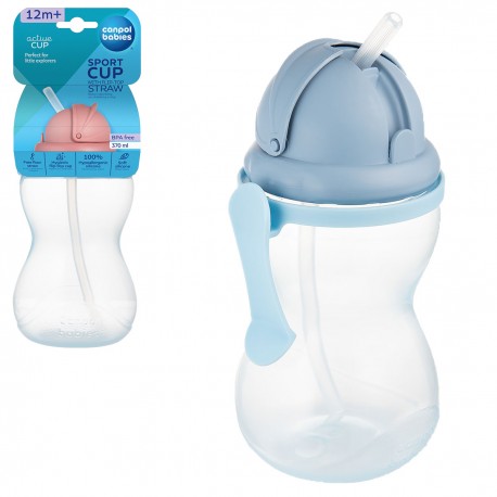 802698 CANPOL BIDON ZE SKŁADANĄ RURKĄ SILIKONOWĄ 370 ML NIEBIESKI