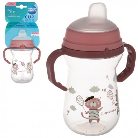870000 CANPOL KUBEK Z SILIKONOWYM USTNIKIEM FIRSTCUP 250 ML RÓŻOWY