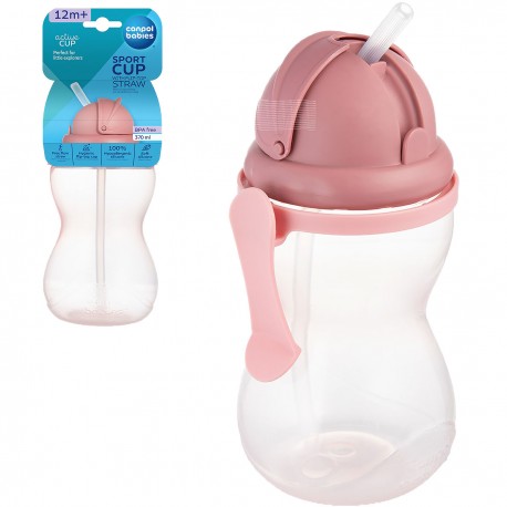 802681 CANPOL BIDON ZE SKŁADANĄ RURKĄ SILIKONOWĄ 370 ML RÓŻOWY