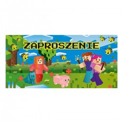 669818 ZAPROSZENIE GRA PIKSELE 5 SZTUK + KOPERTY HENRY