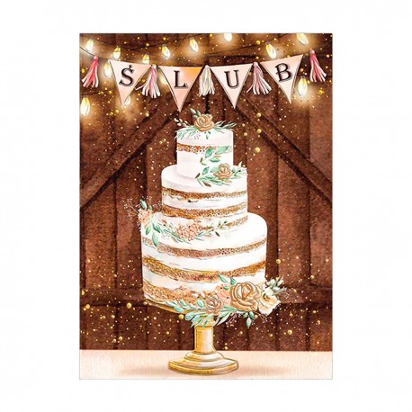 483006 KARNET B6 ŚLUB TORT BOHO + KIESZONKA HENRY