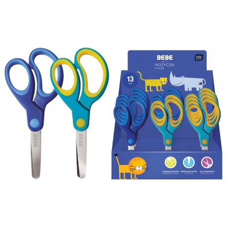 349200 NOŻYCZKI SZKOLNE 13 cm BEBE 2 KOLORY DISPLAY INTERDRUK