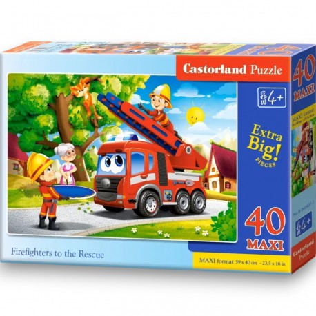 040407 CASTORLAND PUZZLE 40el MAXI STRAŻ POŻARNA RATUJE KOTKA