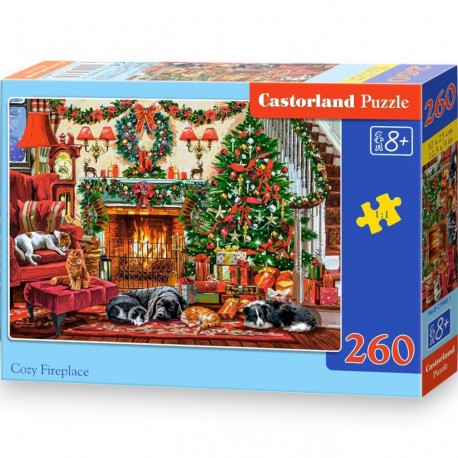 027668 CASTORLAND PUZZLE 260 EL ŚWIĄTECZNY KOMINEK ZE ZWIERZAKAMI