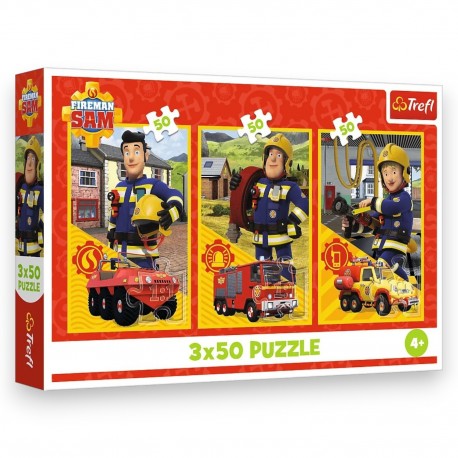 34880 TREFL PUZZLE 3x 50 EL. STRAŻAK SAM, EKIPA Z REMIZY
