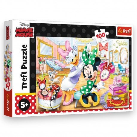 16387 TREFL PUZZLE 100 EL. MYSZKA MINNIE W SALONIE KOSMETYCZNYM