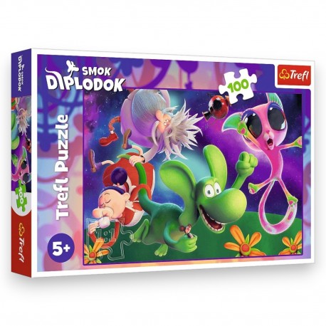 16486 TREFL PUZZLE 100 EL. SMOK DIPLODOK I PRZYJACIELE