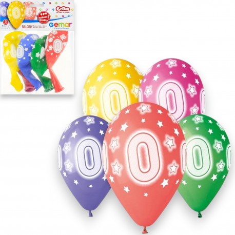 321912 BALONY CYFRA 0 13" 5 SZTUK GODAN