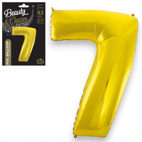 633044 BALON FOLIOWY CYFRA 7 ZŁOTY 92 CM B&C GODAN