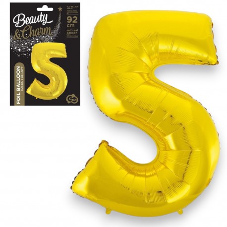 633006 BALON FOLIOWY CYFRA 6 ZŁOTY 92 CM B&C GODAN